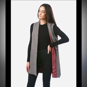 Icône Simons Longline Houndstooth Plaid Vest XS NWOT Office Chic Dark Academia